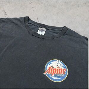 Vintage Faded Alpine Lager Beer Black T Shirt Size XL 90s Y2K Boxy Skater